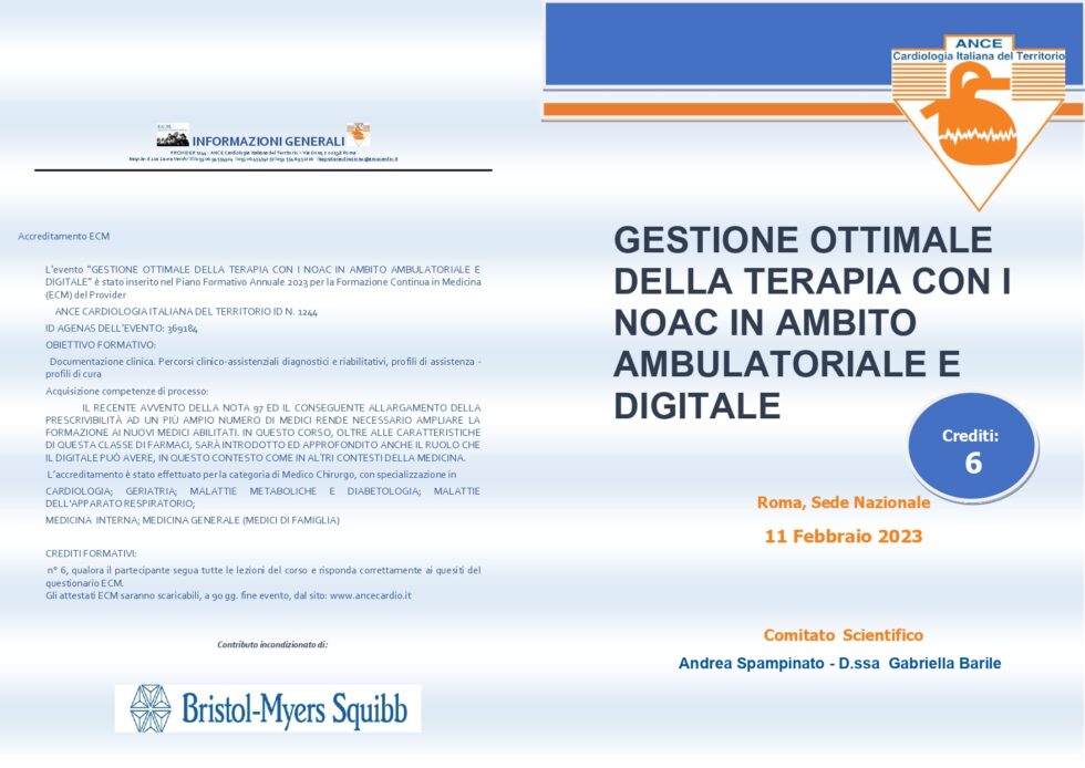 GESTIONE OTTIMALE DELLA TERAPIA CON I NOAC IN AMBITO AMBULATORIALE E ...