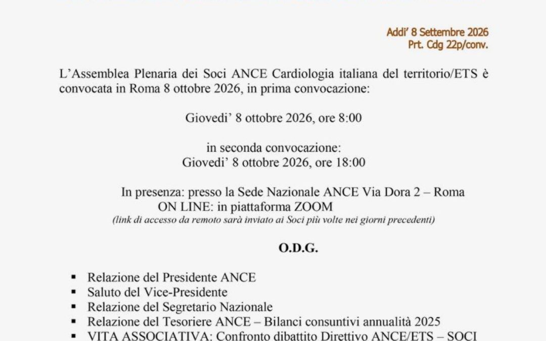 AI SOCI ANCE E.T.S. : CONVOCAZIONE ASSEMBLEA 2026